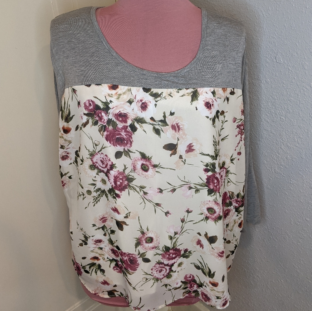 Women's floral block blouse